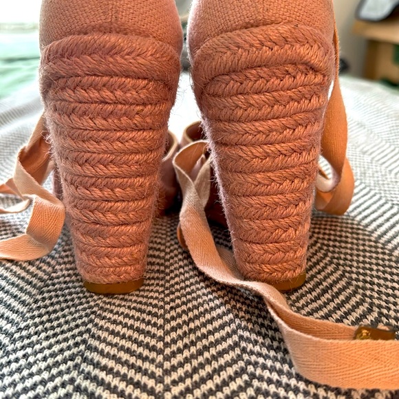 Pink Wrap Wedge Sandals - Picture 2 of 5